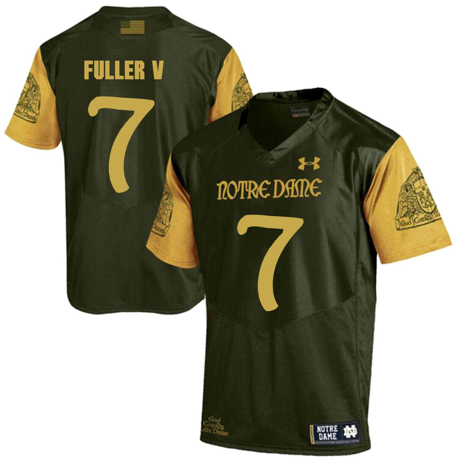 Men Norte Dame Fighting Irish #7 Fuller v Green Customized NCAA Jerseys